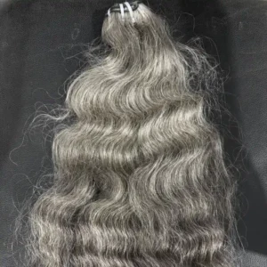 natural wavy gray weft