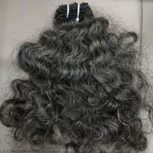 raw curly gray weft